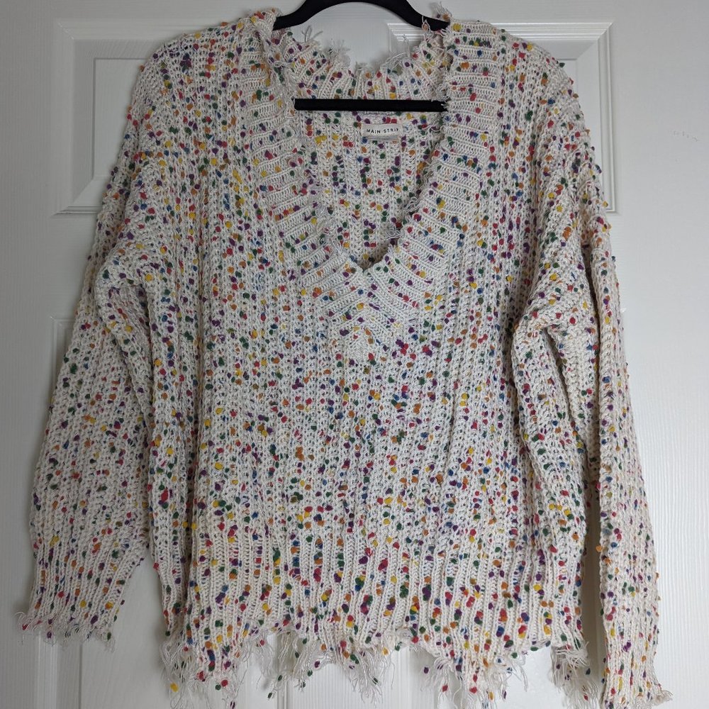 Womens Confetti Woven Crop Sweater